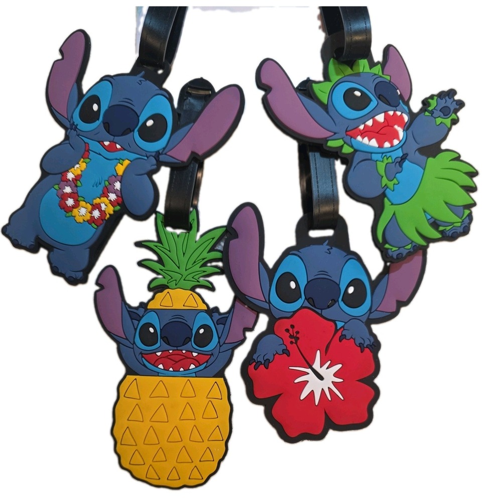NEW DISNEY LILO & STITCH SCHOOL ID SUITCASE BACKPACK LUGGAGE BAG TAGS SET Of 4
